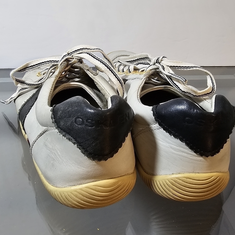 OSKLEN Leather Paneled White Navy Gold Shoes Sneakers Nautical, sz 7 - Picture 3 of 13